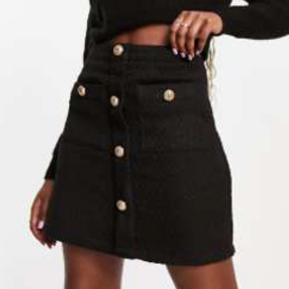 ASOS | New Look | boucle button front mini skirt